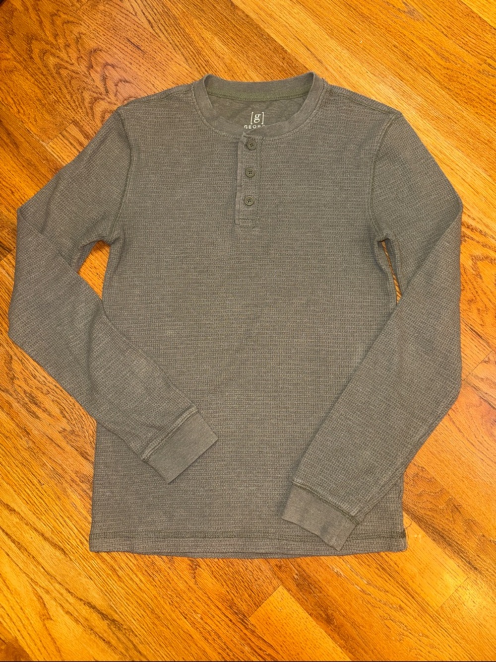 Olive Waffle Henley Tee